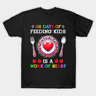 100 Days Of School Feeding Lunch  100th Day Of School T-Shirt